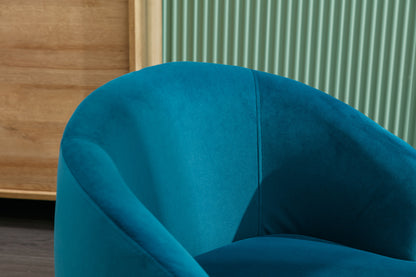 Velvet Fabric Swivel Accent Armchair Barrel Chair With Black Powder Coating Metal Ring,Teal