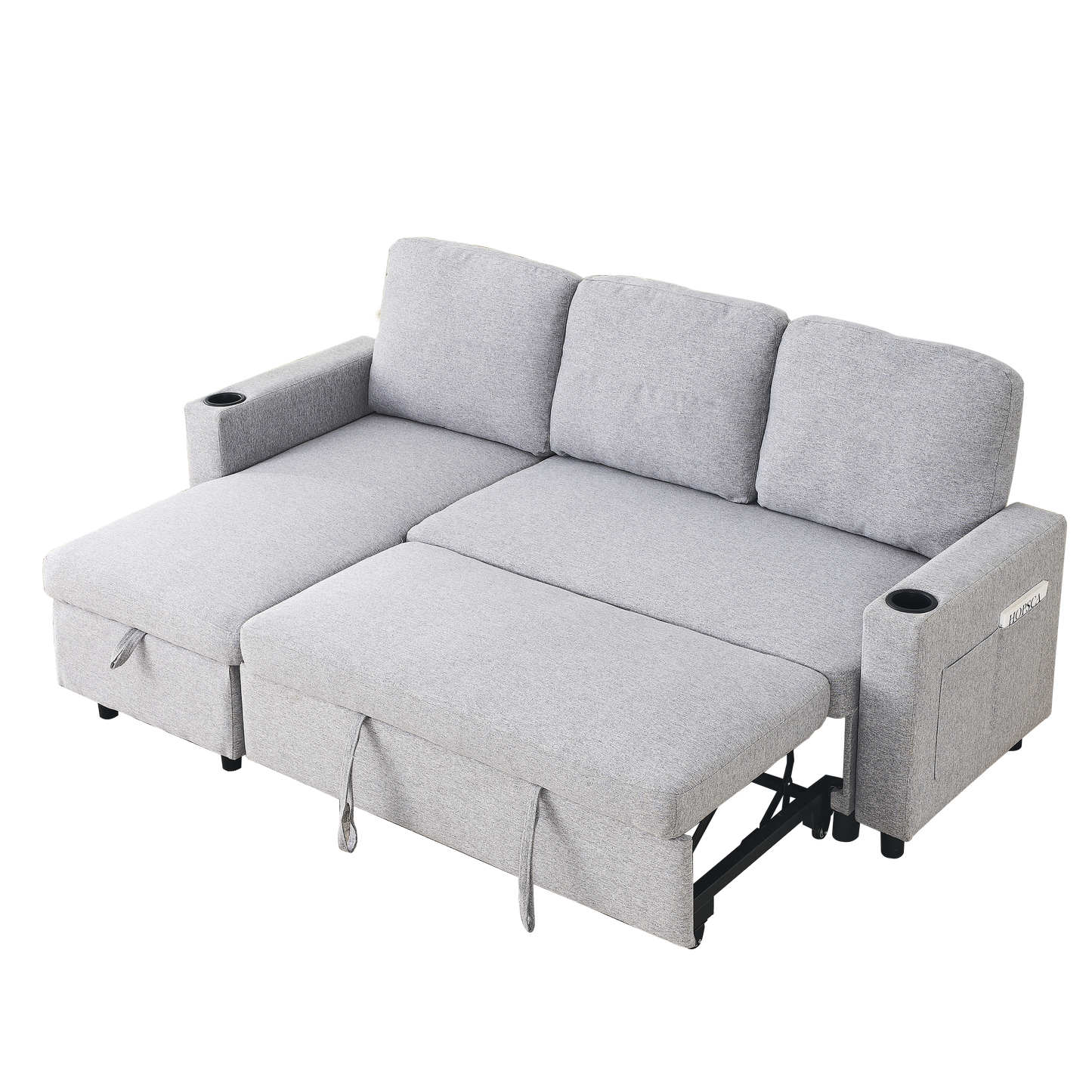 78.7"Comfortable Linen L-Shaped Combo Sofa Sofa Bed, Living Room Furniture Sets for Tight Spaces, Reversible Sleeper Combo Sofa with Pullout Bed,Reversible Sofa Bed for Living Room, Office, Apartmen