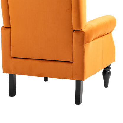 Wood Frame Armchair, Modern Accent Chair Lounge Chair with Sturdy Wood Legs for Living Room Bedroom(Orange)