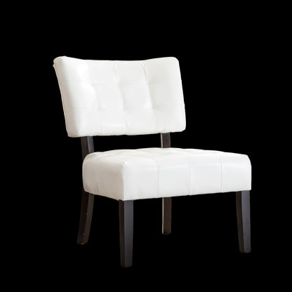 Leather Tufted Accent Chair with Oversized Seating, Ivory