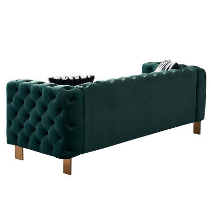 Modern Tufted Velvet Living Room Sofa, 84.25''W Couch,Green