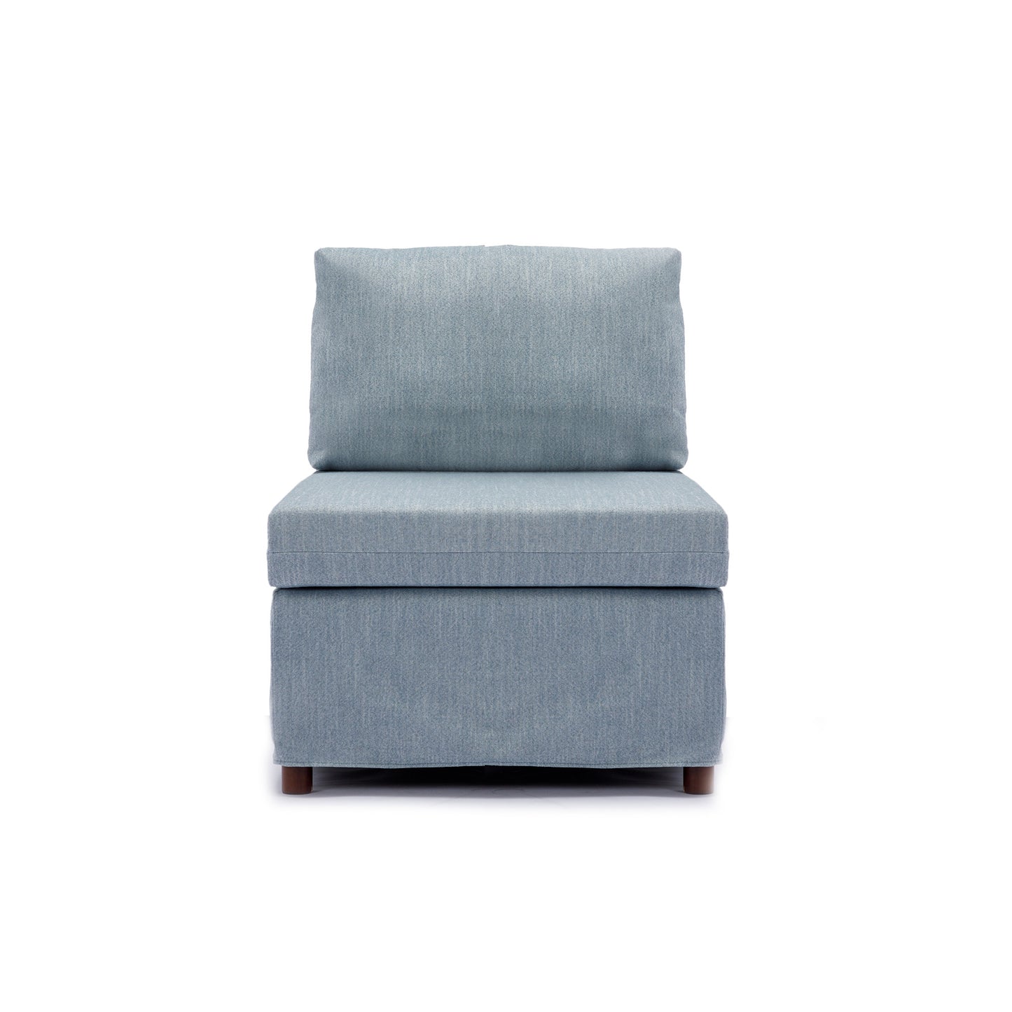 Modern Fabric Linen Middle Module for Modular Sofa Sectional Sofa Couch Accent Armless Chair, Cushion Covers Removable and Washable,Light Blue