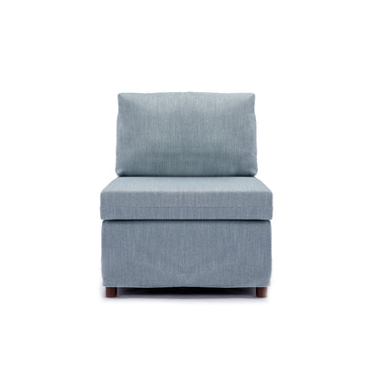 Modern Fabric Linen Middle Module for Modular Sofa Sectional Sofa Couch Accent Armless Chair, Cushion Covers Removable and Washable,Light Blue