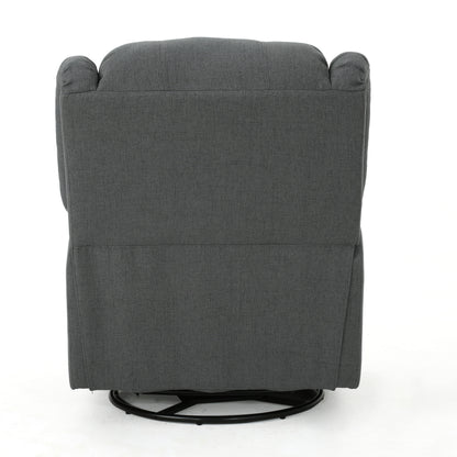 Charcoal Fabric Glider Recliner with Swivel, Manual Reclining Chair