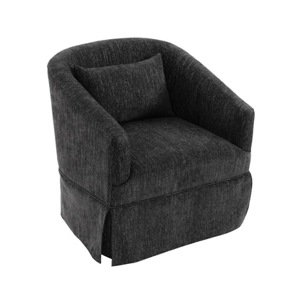 360-degree Swivel Accent Armchair Linen Blend BLACK