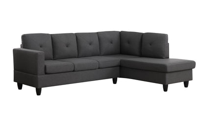 96" Dark Gray Linen Sectional Sofa with Right Facing Chaise