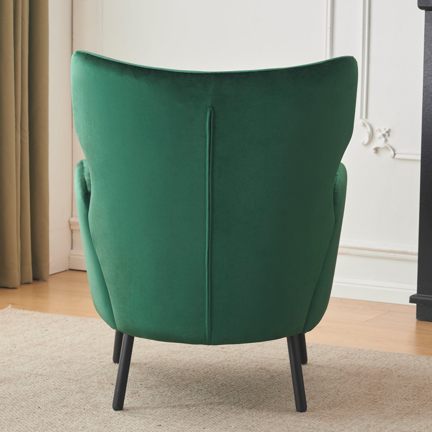 Velvet Accent Chair, Modern Living Room Armchair Comfy Upholstered Single Sofa Chair for Bedroom Dorms Reading Reception Room with Metal Legs & Pillow, Green