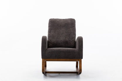 Rocking Chair, Modern Glider Chair, Recliner Armchair with Wood Legs and Side Pocket, Nursery Rocking Accent Chair with High Back for Living Room Bedroom (Dark Gray linen)