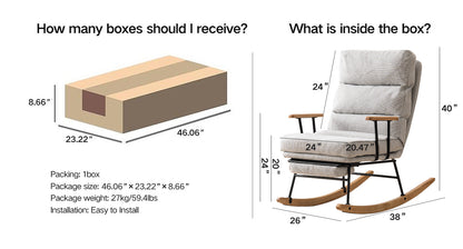 Modern Teddy Gliding Rocking Chair with High Back, Retractable Footrest, and Adjustable Back Angle for Nursery, Living Room, and Bedroom