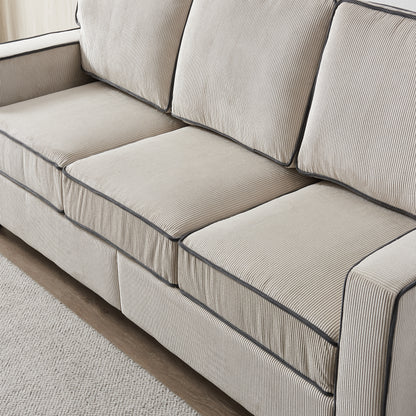 Living Room Sofa with Storage Beige Corduroy