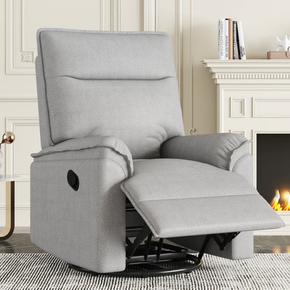 360 Degree Swivel Upholstered Manual Recliner Chair Theater Recliner Sofa Nursery Glider Rocker for Living Room, Grey