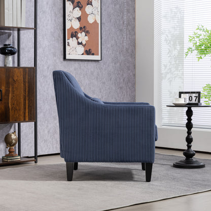 Modern Accent Chair,Upholstered Armchair with Scooped Arms for Bedroom,Apartment,Studio,Office,Waiting Room(Blue Corduroy)