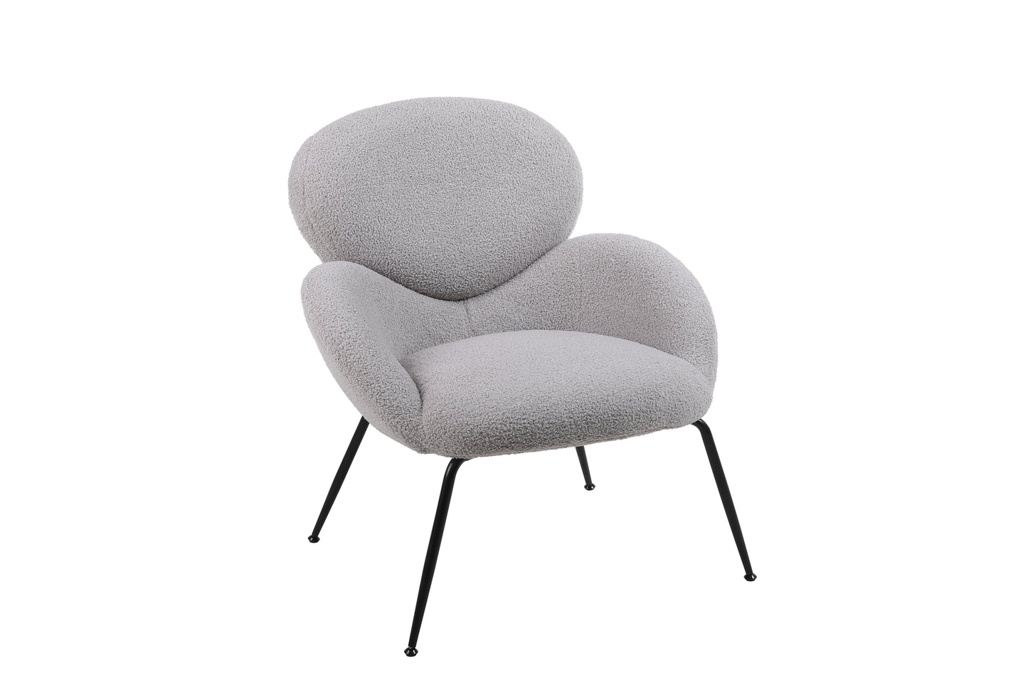 Modern Sherpa Chairs Accent Armchairs for Living Dining Room, Upholstered Chairs with Black Metal Legs, Comfy and Soft Chairs for Bedroom, Cute Vanity Chairs