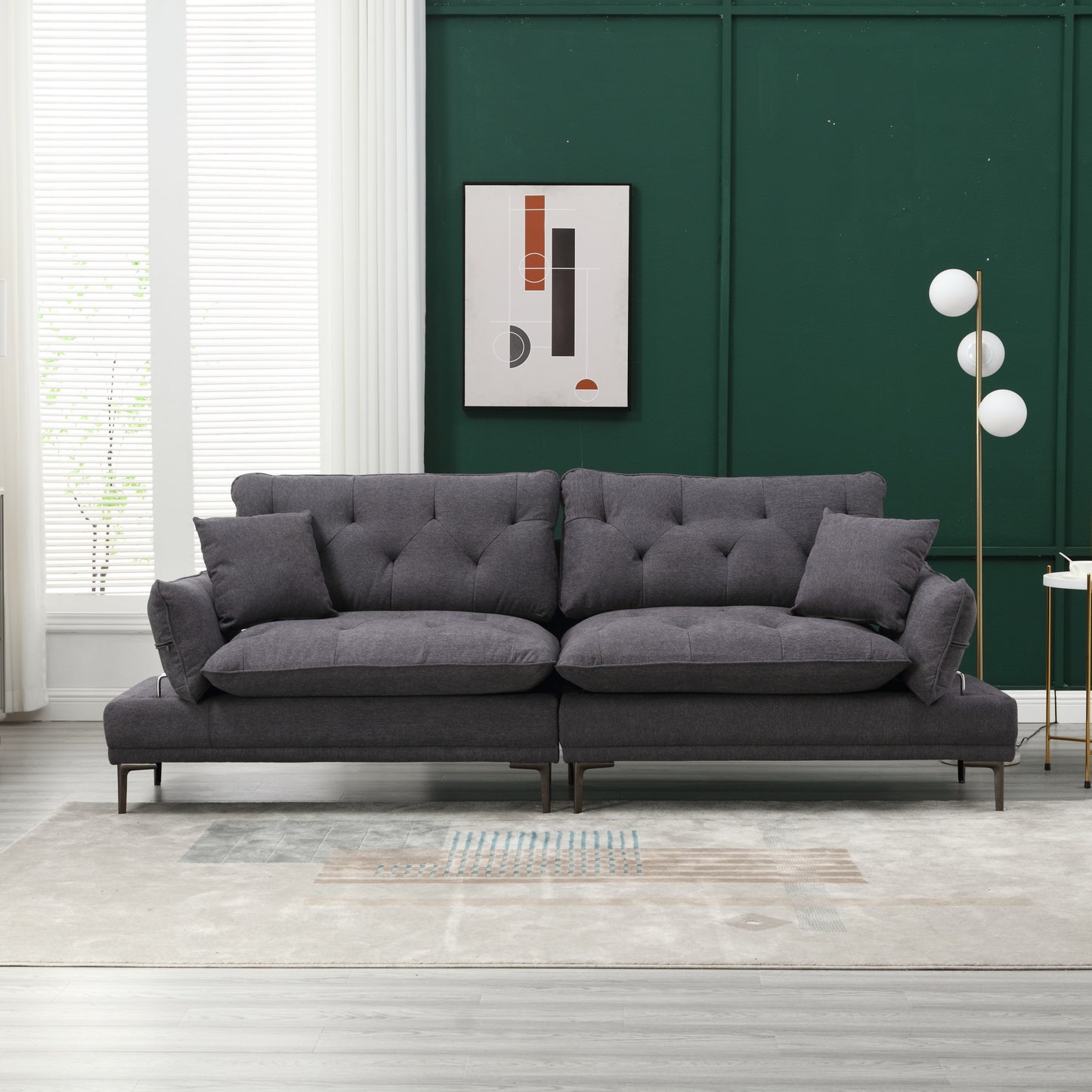 Linen Sofa, Accent sofa loveseat sofa with metal feet