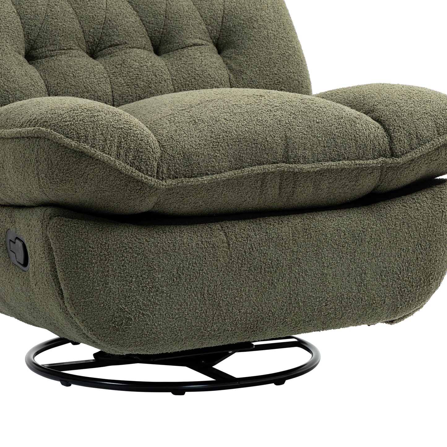 360° Swivel Recliner Adjustable Chair Chenille Glider Swivel Reclining Sofa Chair with Black Metal Round Base - Green