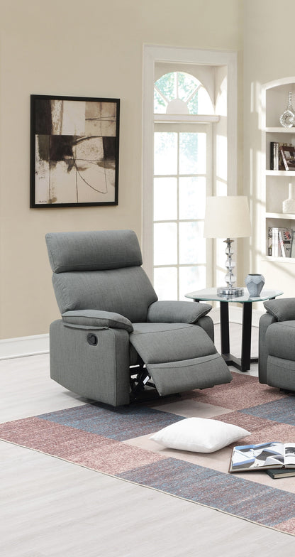 Gray Color Burlap Fabric Recliner Motion Recliner Chair 1pc Couch Manual Motion Living Room Furniture