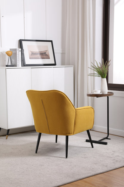 Modern Mid Century Chair Linen Sherpa Armchair for Living Room Bedroom Office Easy Assemble(Yellow)