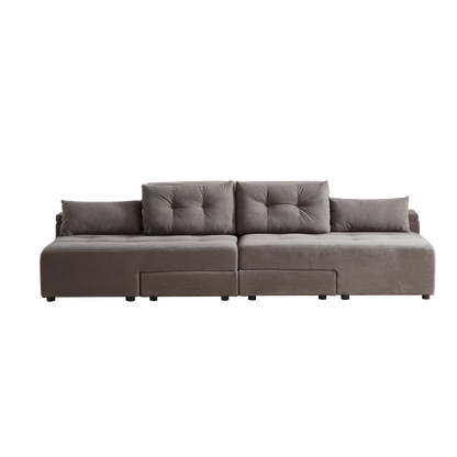 Convertible 3 in 1 Sleeper Sofa and Sectional Sofa with 4 Storage Space for Living Room,Corduroy Couch With 4 pillows,Corduroy