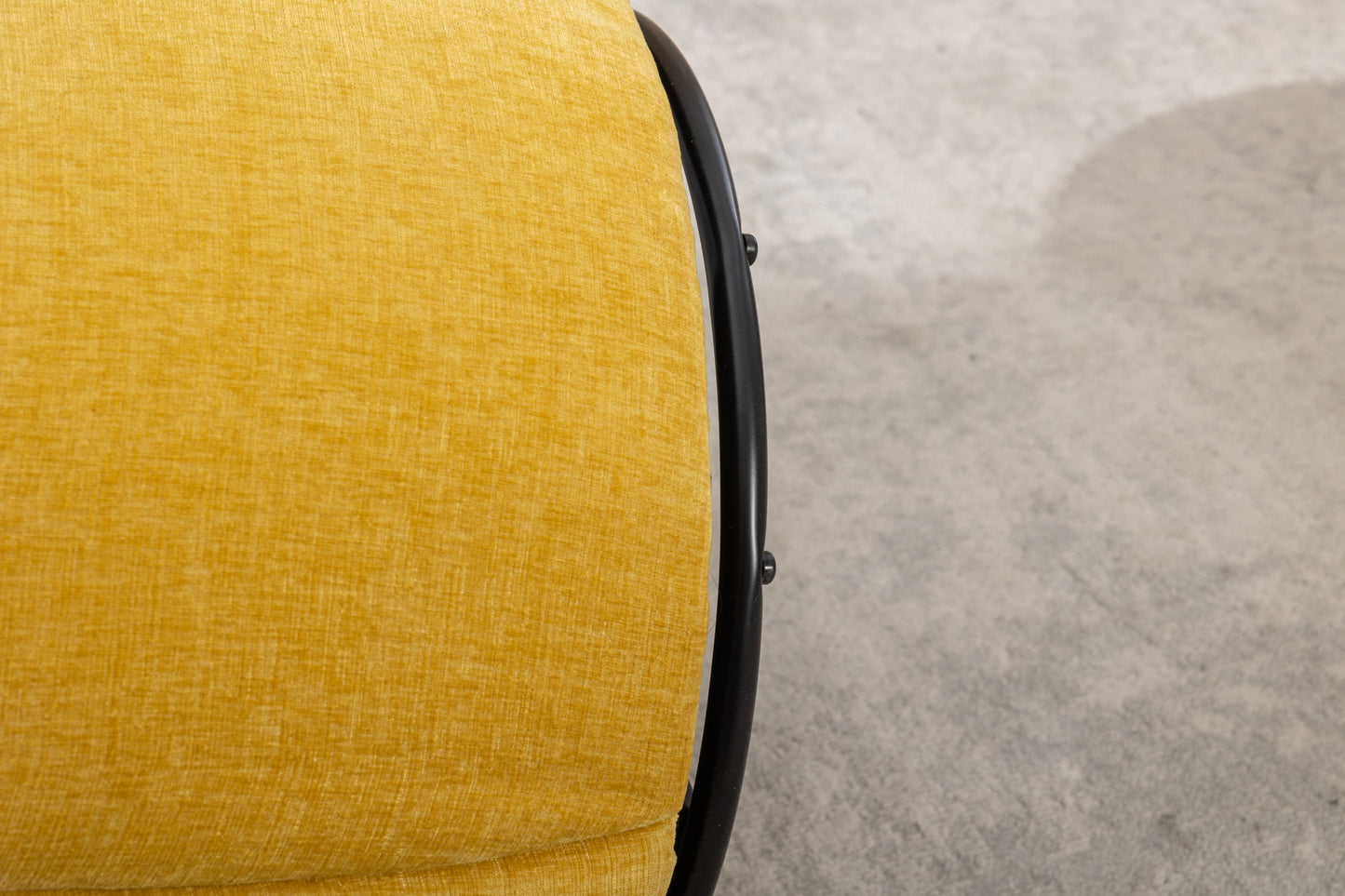 037-Chenille Fabric Swivel Accent Armchair Barrel Chair With Black Powder Coating Metal Ring,Yellow