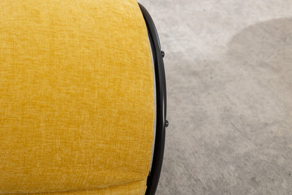 037-Chenille Fabric Swivel Accent Armchair Barrel Chair With Black Powder Coating Metal Ring,Yellow