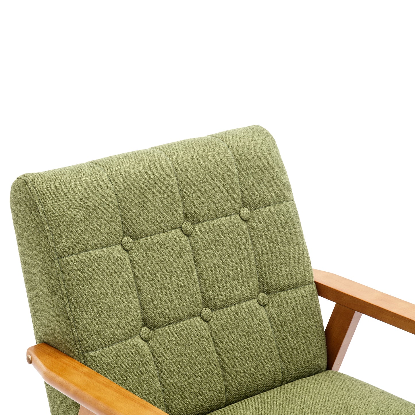 Leisure Chair with Solid Wood Armrest and Feet, Mid-Century Modern Accent chair, for Living Room Bedroom Studio chair