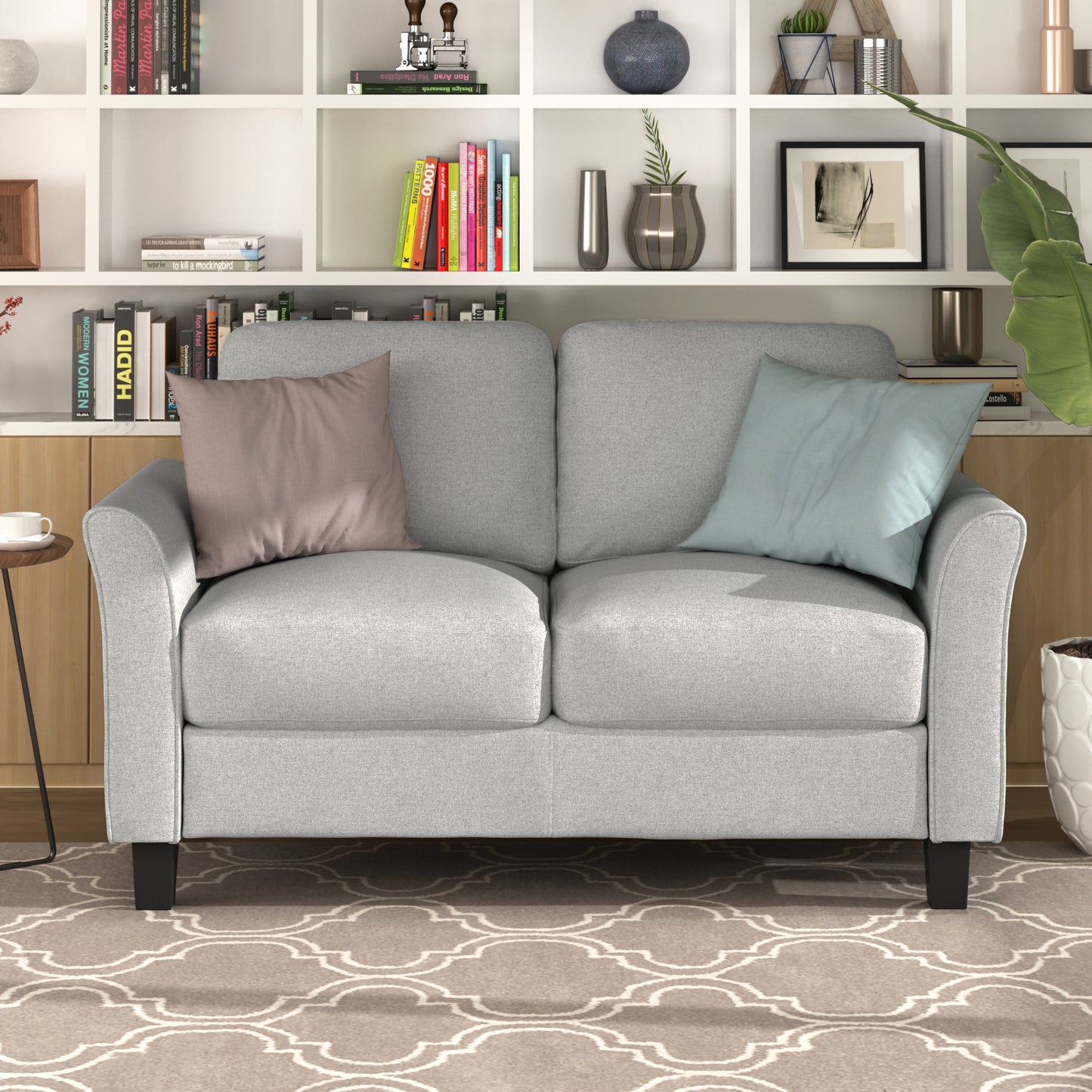 Living Room Furniture Love Seat Sofa Double Seat Sofa (Loveseat Chair)(Light Gray)