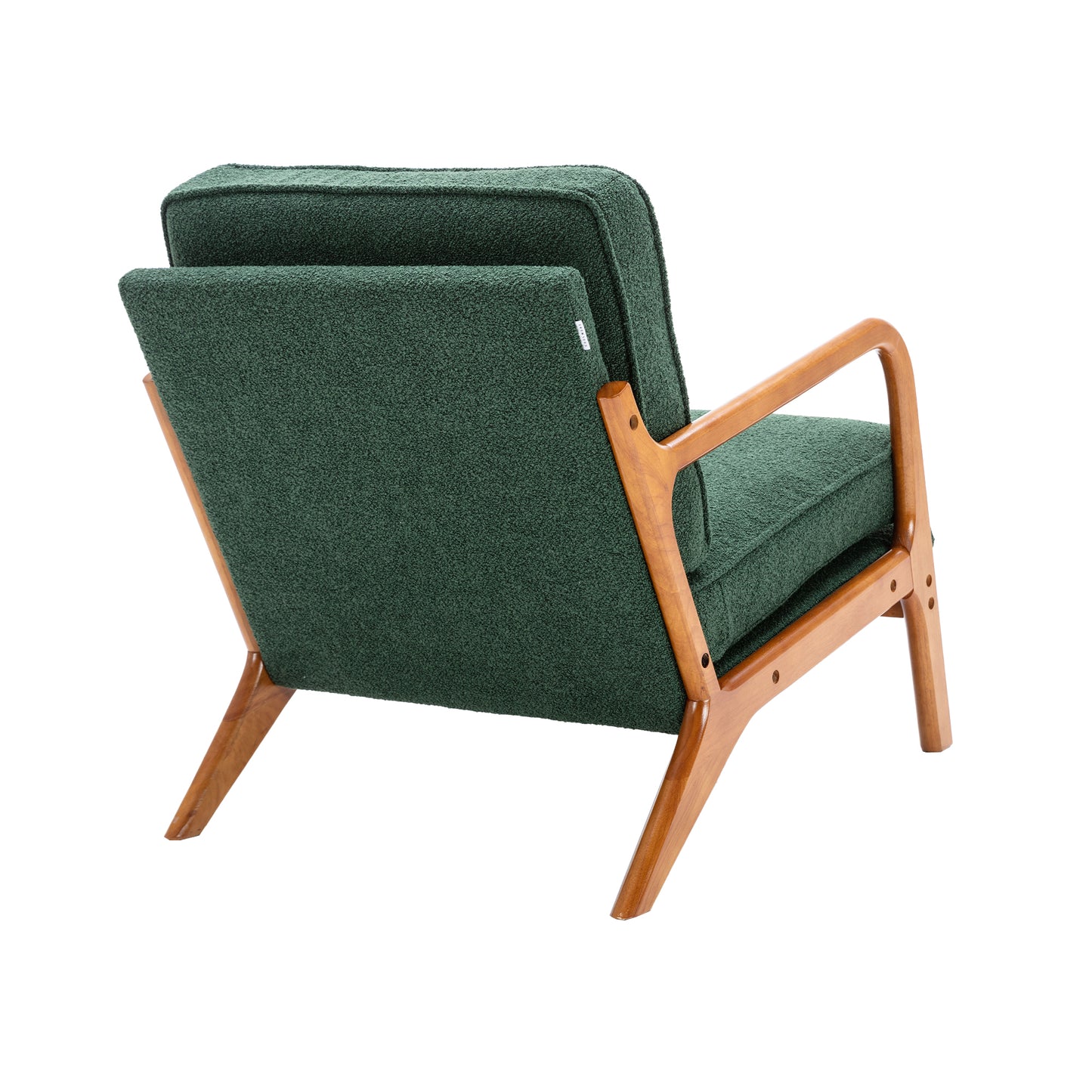 Mid Century Modern Accent Chair, Comfy Fabric Living Room Chairs with Solid Wood Frame, Lounge Reading Armchair, Easy Assembly (Emerald)