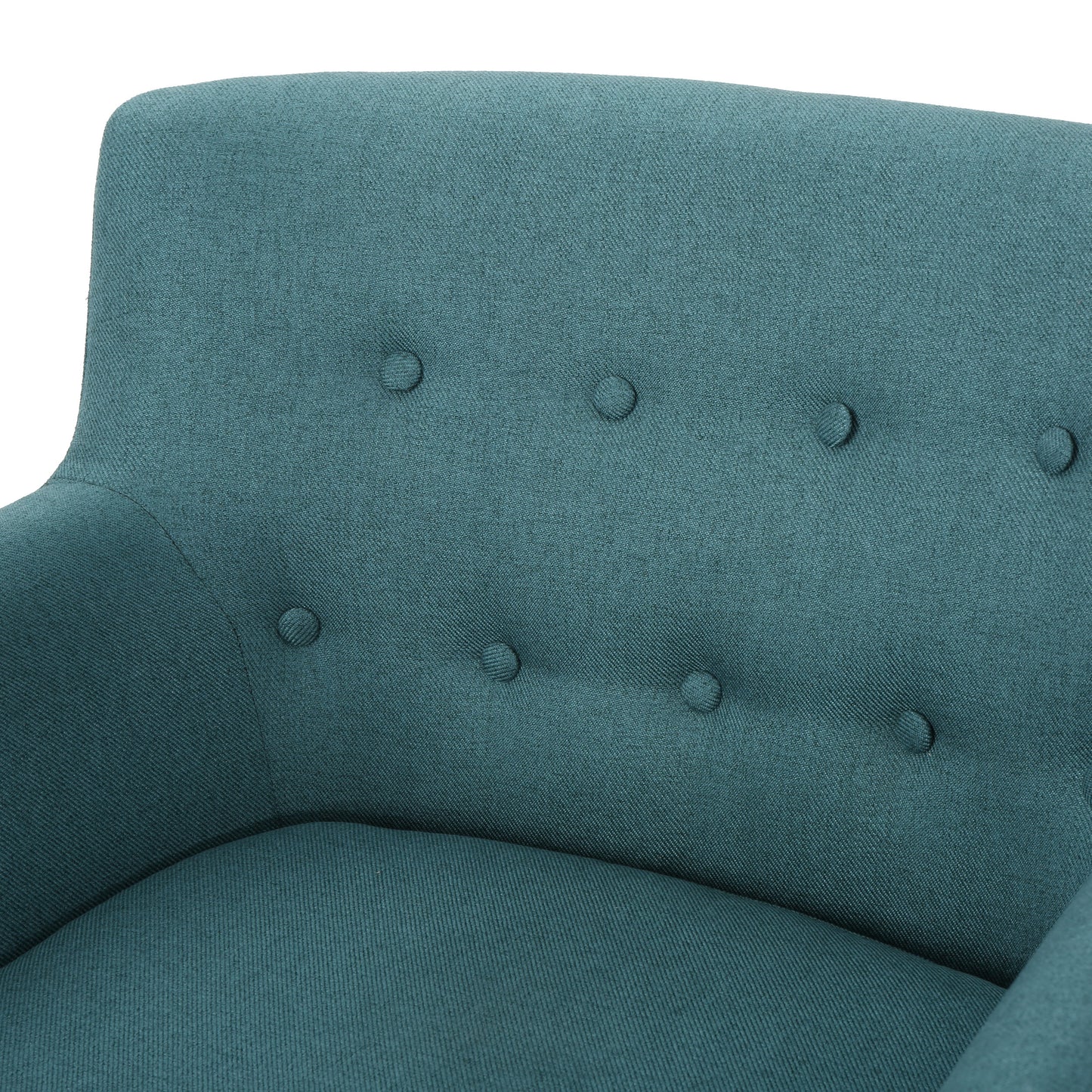 CLUB CHAIR, Mid-Century Modern Fabric Club Chair, Dark Teal / Natural