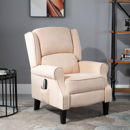 Massage Recliner Sofa Chair with Heat Function, Remote, Cream