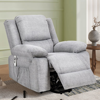 Electric Power Recliner Chair With Massage For Elderly,Remote Control Multi-function Lifting, Timing, Cushion Heating Chair With Side Pocket Light Grey