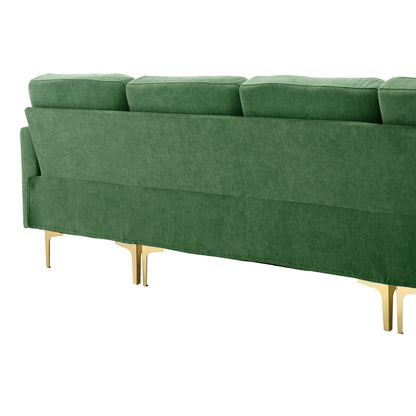 110" L-Shape Convertible Sectional Sofa Couch with Movable Ottoman for Living Room, Apartment, Office, Green