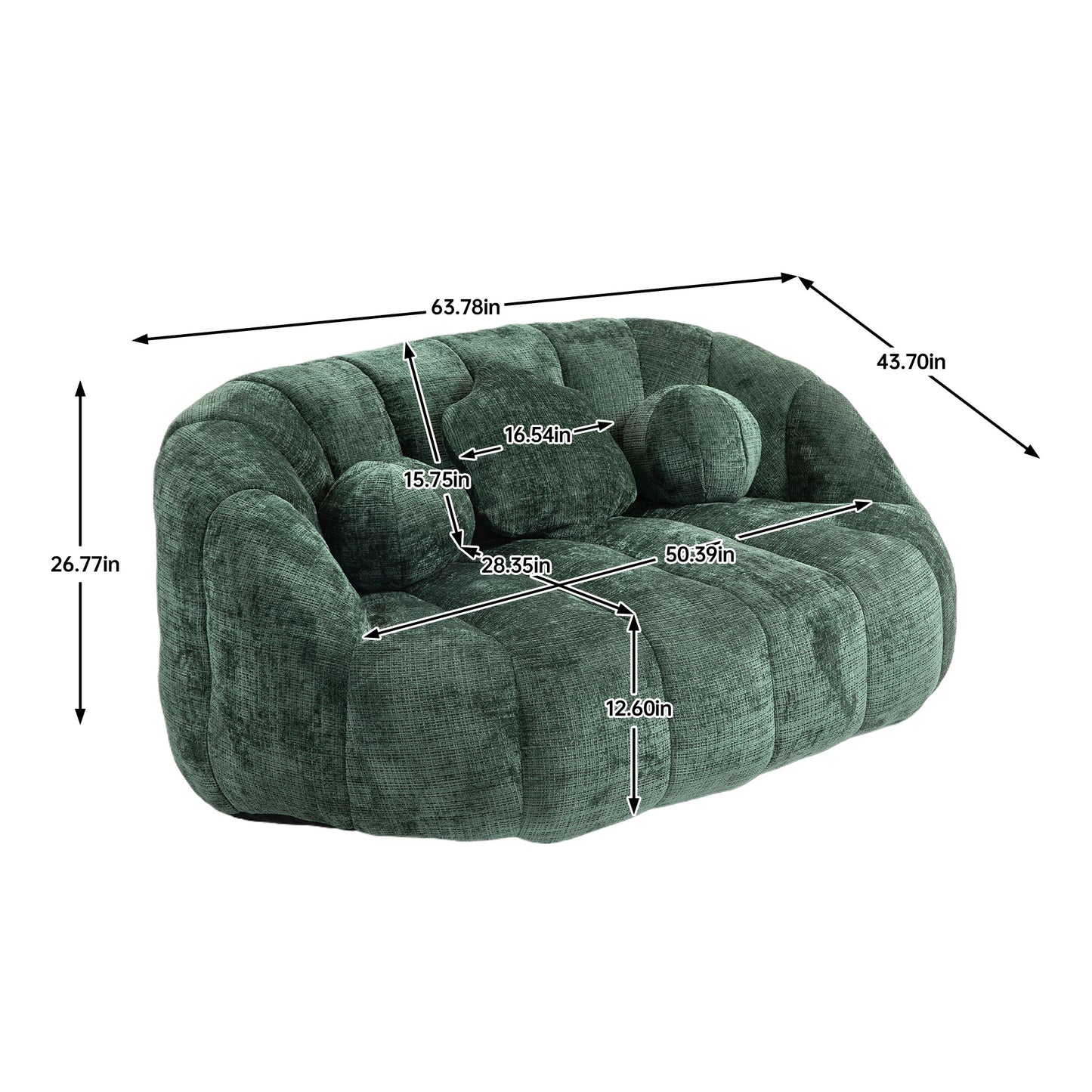 Bean Bag sofa Lazy Sofa Durable Comfort Lounger High Back Bean Bag Chair Couch for Adults and Kids, Indoor & Outdoor, Accent Floor Soft Lounge Chair (Emerald chenille)