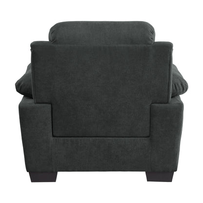 Plush Seating Chair 1pc Dark Gray Textured Fabric Channel Tufting Solid Wood Frame Modern Living Room Furniture