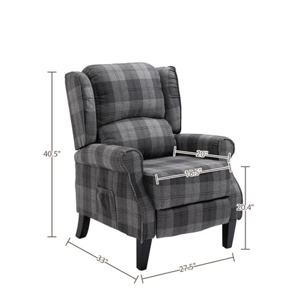 Armchair Sofa Comfortable Upholstered leisure chair / Recliner Chair for Living Room(Grey Check)