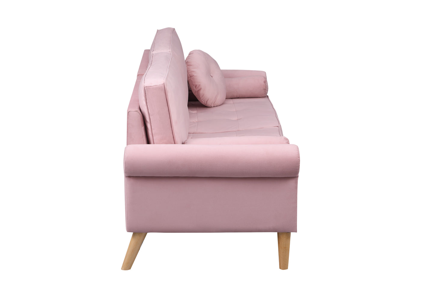 Living Room Sofa,3-Seater Sofa, with Copper Nail on Arms,Three Pillow,Pink