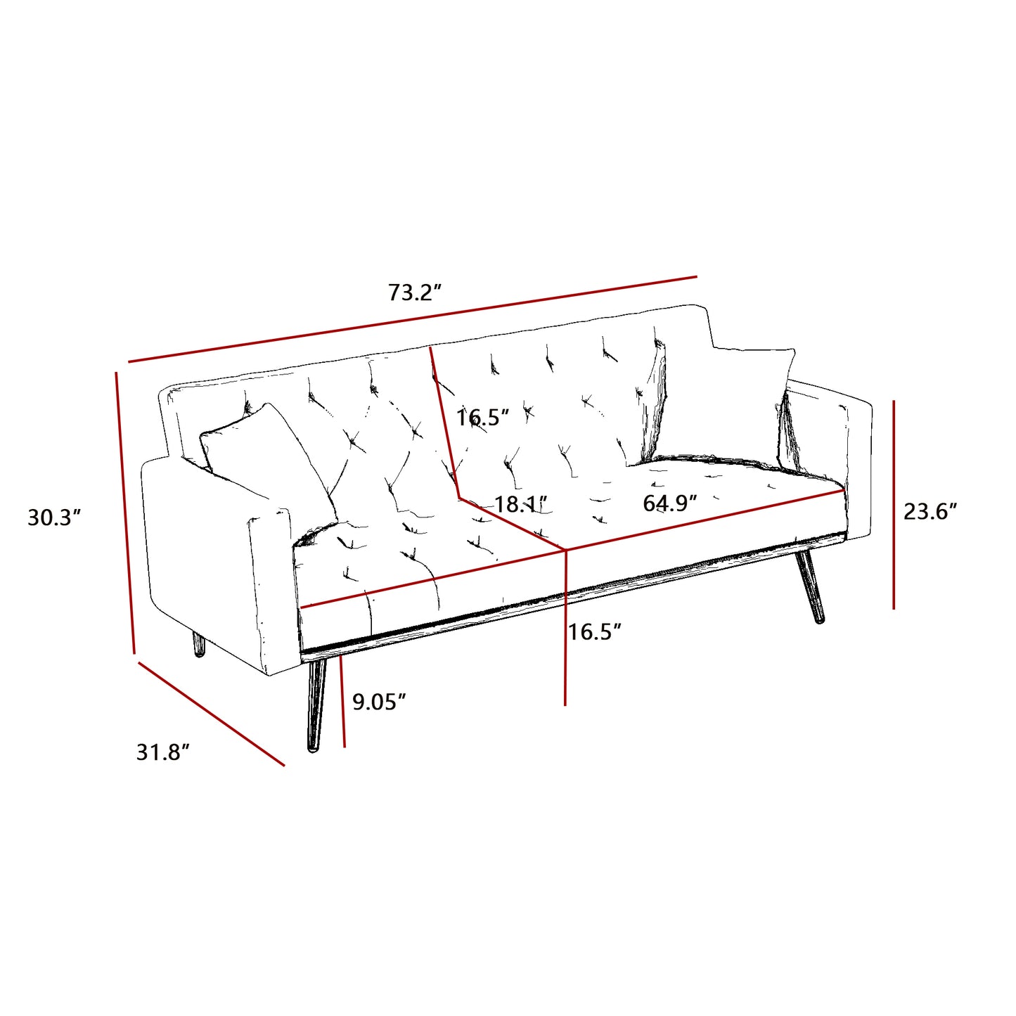 PINK Convertible Folding Futon Sofa Bed, Sleeper Sofa Couch for Compact Living Space.