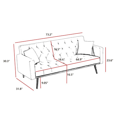 PINK Convertible Folding Futon Sofa Bed, Sleeper Sofa Couch for Compact Living Space.