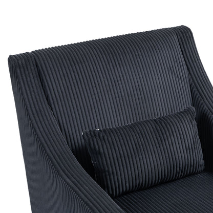 Modern Accent Chair,Upholstered Armchair with Scooped Arms for Bedroom,Apartment,Studio,Office,Waiting Room(Black Corduroy)