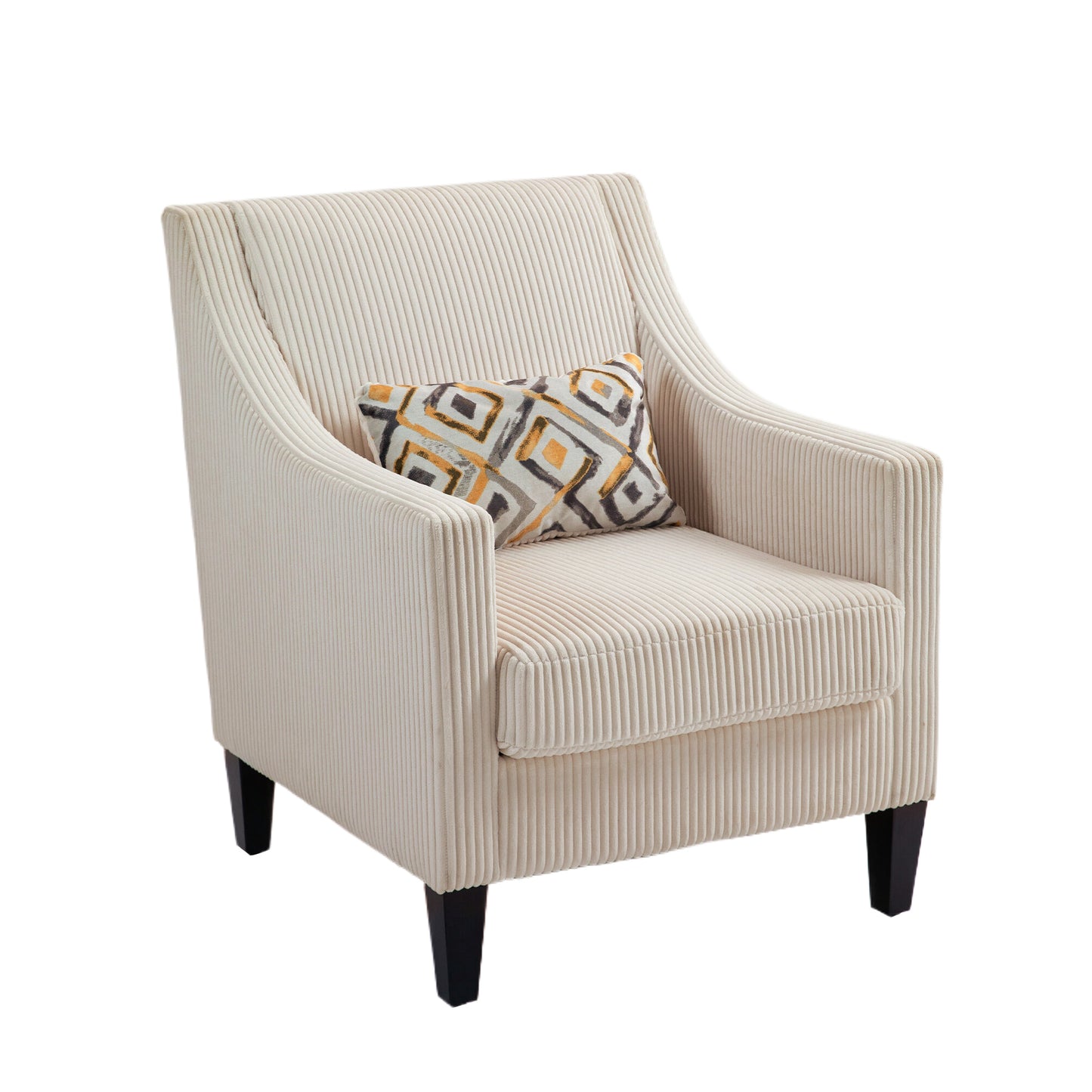 Modern Accent Chair,Upholstered Armchair with Scooped Arms for Bedroom,Apartment,Studio,Office,Waiting Room(Beige Corduroy)