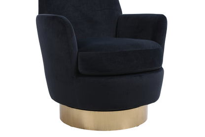 Velvet Swivel Barrel Chair, Swivel Accent Chairs Armchair for Living Room, Reading Chairs for Bedroom Comfy, Round Barrel Chairs with Gold Stainless Steel Base