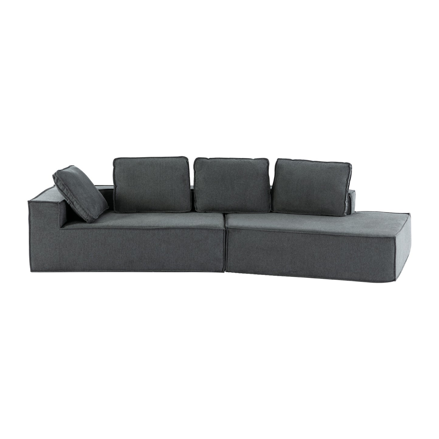 125" Stylish Chaise Lounge Modern Indoor Lounge Sofa Sleeper Sofa with Clean Lines for Living Room, Grey