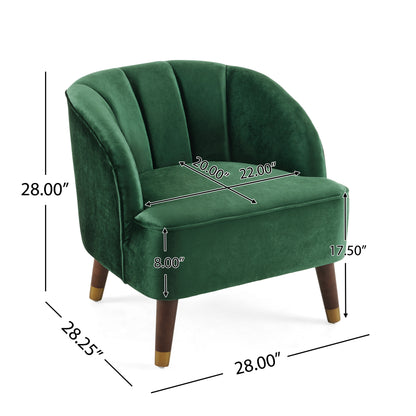 Upholstered Barrel Accent Chair With Wooden Legs