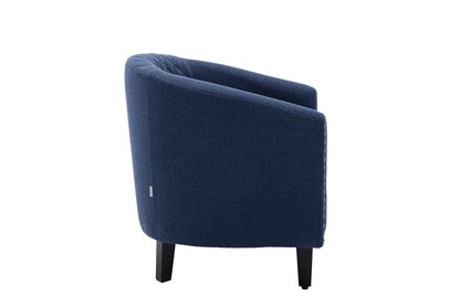 Barrel Chairs with Soft Padded Armrest, Club Chairs with nailheads and solid wood legs for Living Room Bedroom Waiting Room (Navy linen)