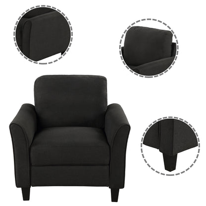 Living Room Furniture chair and 3-seat Sofa (Black)