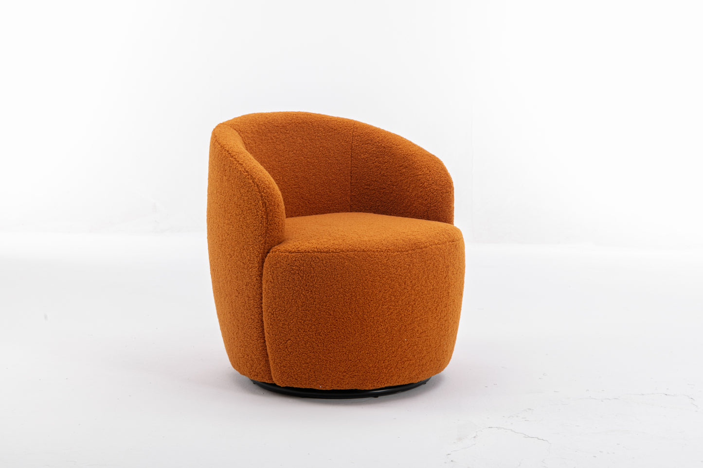 Teddy Fabric Swivel Accent Armchair Barrel Chair With Black Powder Coating Metal Ring,Caramel