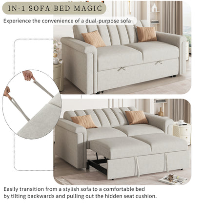 U_STYLE Convertible Soft Cushion Sofa Pull Bed,for Two People to Sit On