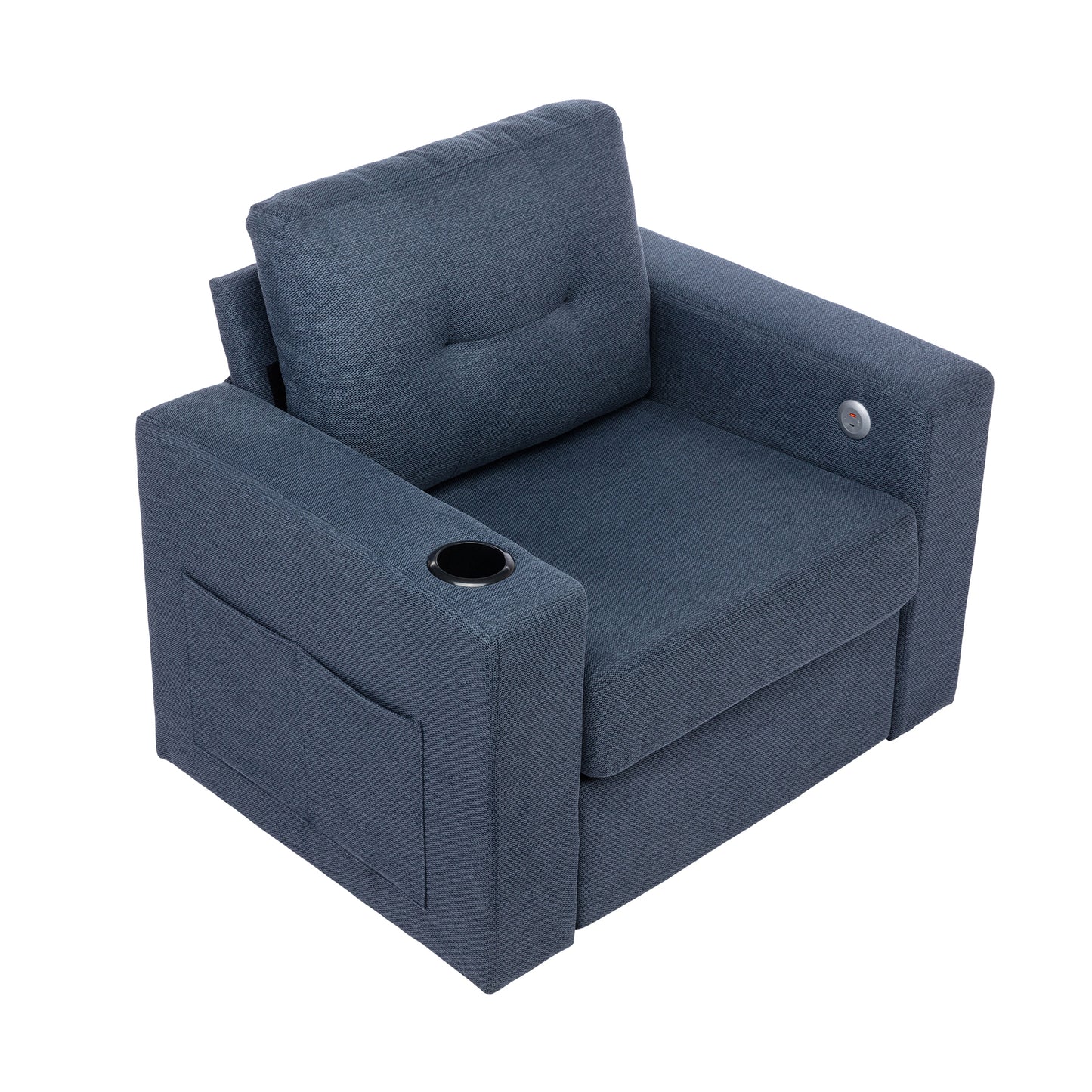 Modern Swivel Accent Sofa Chair, Ergonomic Casual 90 Degree Swivel Single Sofa Seat with Drink Holder Living Room Chair,Soft Egyptian Velvet Sofa Chair