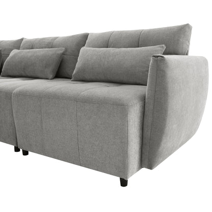 113.3" Convertible Sectional Sofa Couch 3-Seat L-Shaped Sofa with Movable Ottoman and USB for Apartment, Living Room, Bedroom, Grey