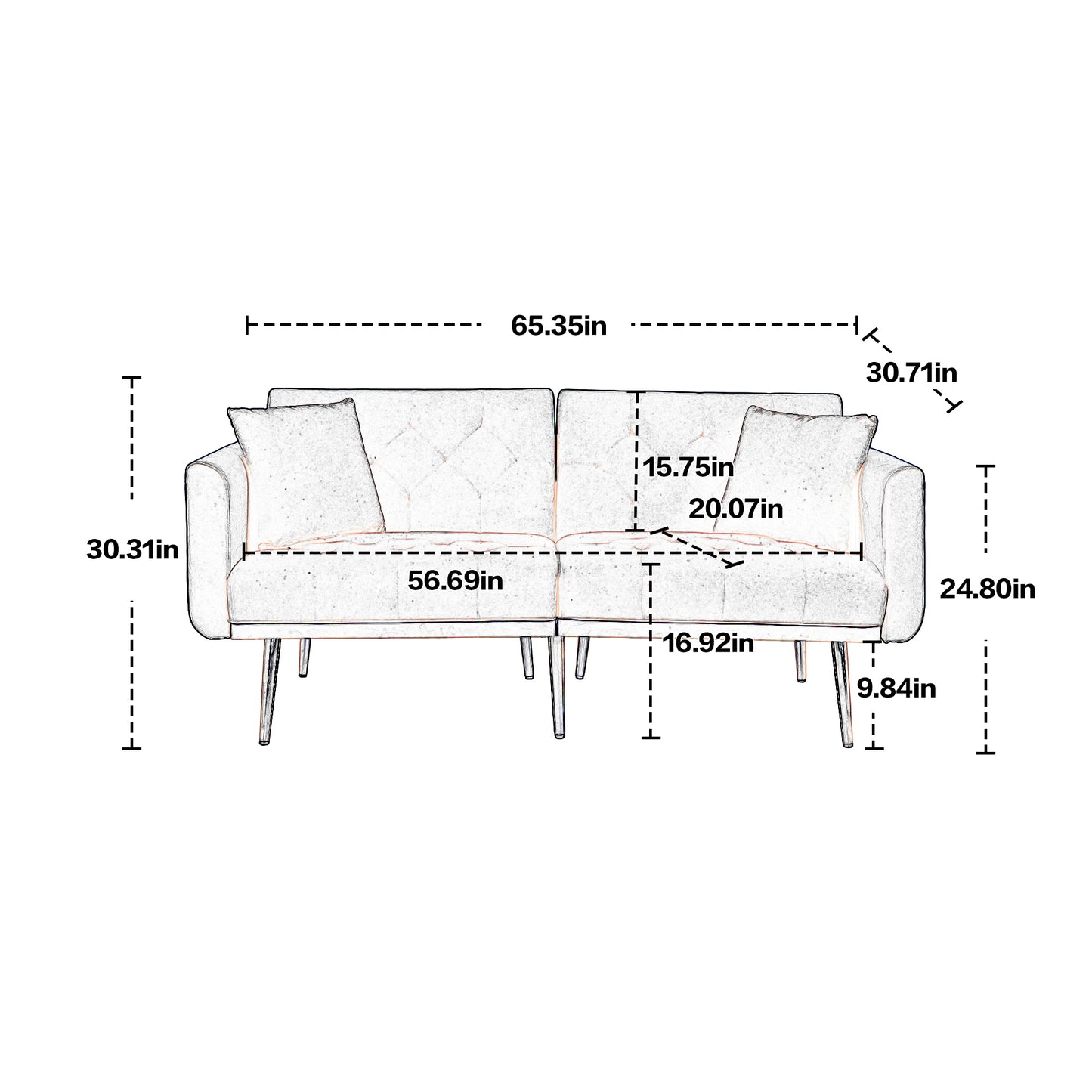 Velvet Sofa, Accent sofa .loveseat sofa with metal feet