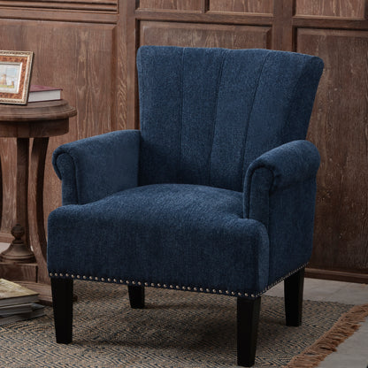 Accent Rivet Tufted Polyester Armchair,Navy Blue